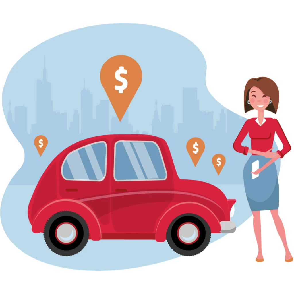 Woman, car, and money