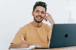 Entrepreneur? man thinking on laptop